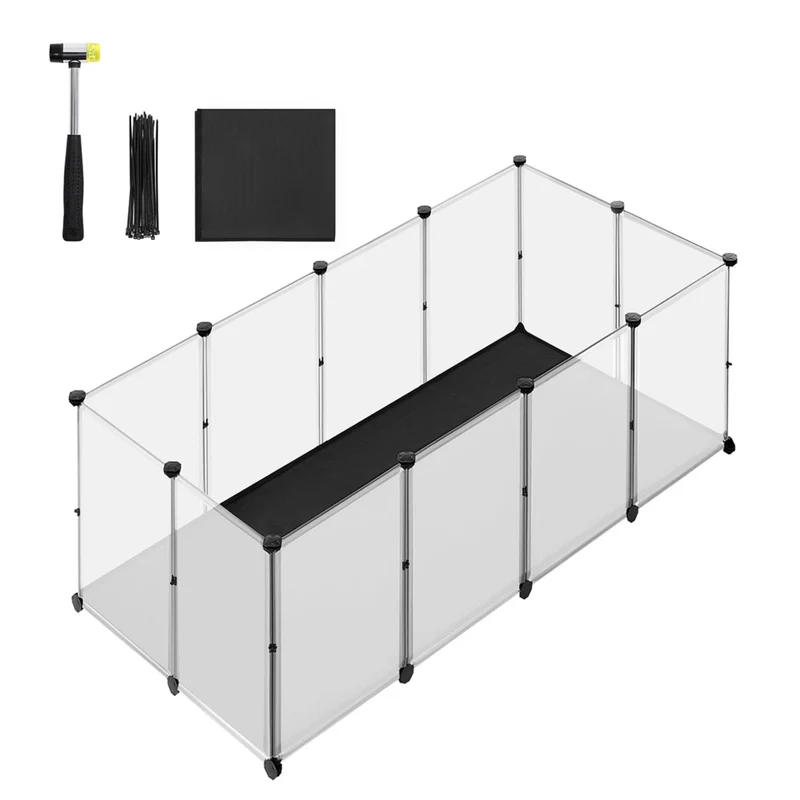 Enclos pour animaux avec plancher et tapis imperméable et amovible parc pour petits animaux pour hamsters lapin hérisson cochon d’inde 125 x 63 x 42 cm blanc 12_0005402