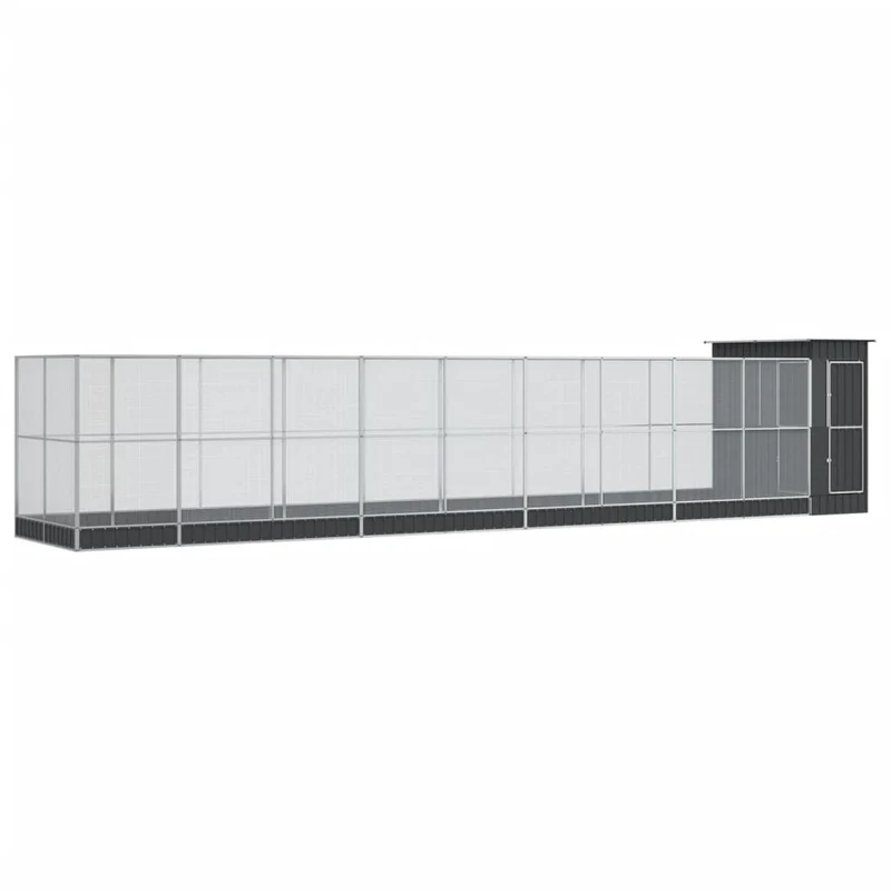 Volière cage à oiseaux avec extension argenté 1037 x 203 x 216 cm acier Argent 02_0045642