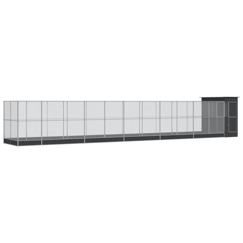 Volière cage à oiseaux avec extension argenté 1244 x 203 x 216 cm acier Argent 02_0045647