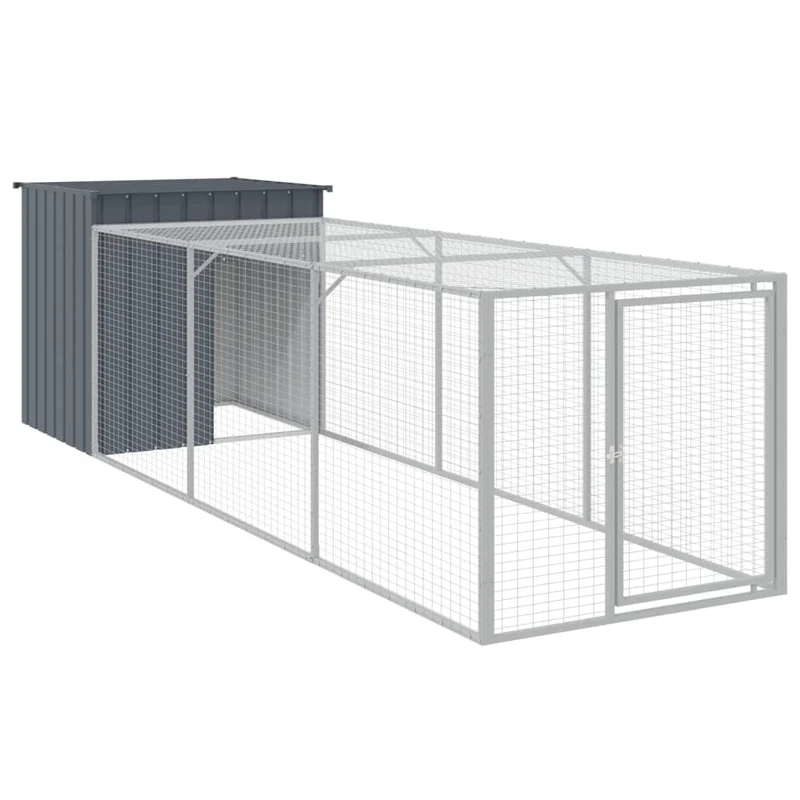 Poulailler enclos cage poules avec cour 110 x 405 x 110 cm acier galvanisé anthracite 02_0043941