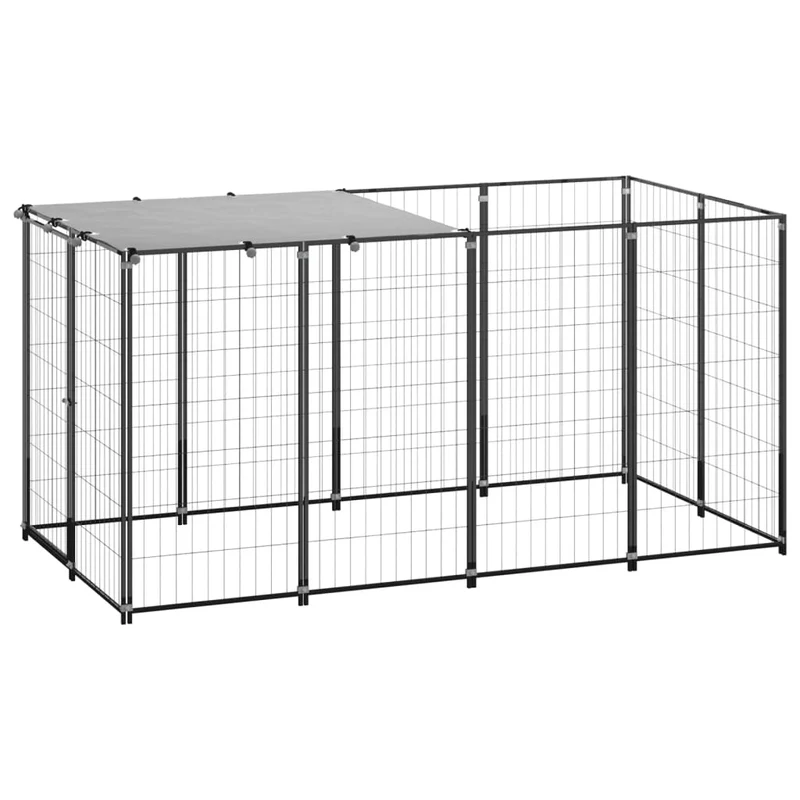 Chenil cage enclos pac animaux 2,42 m² acier noir 02_0041720