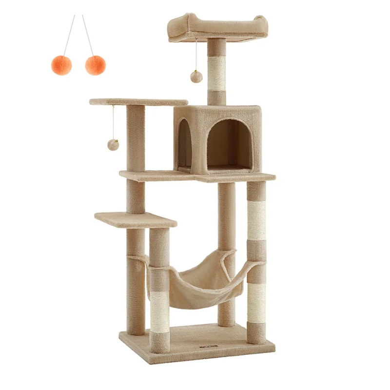 Arbre à chat hamac tour de jeux 143 cm gris clair 12_0003853
