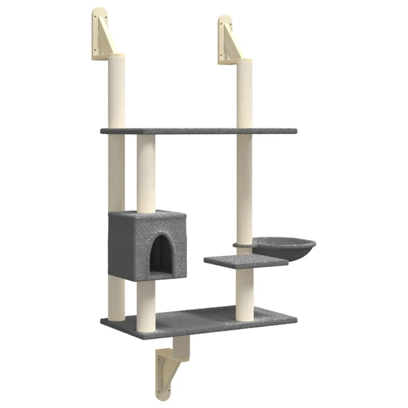 Arbre à chat meuble tour grimper jouet grattage grattoir escalade plateforme mural avec griffoir foncé 153 cm gris 02_0022781