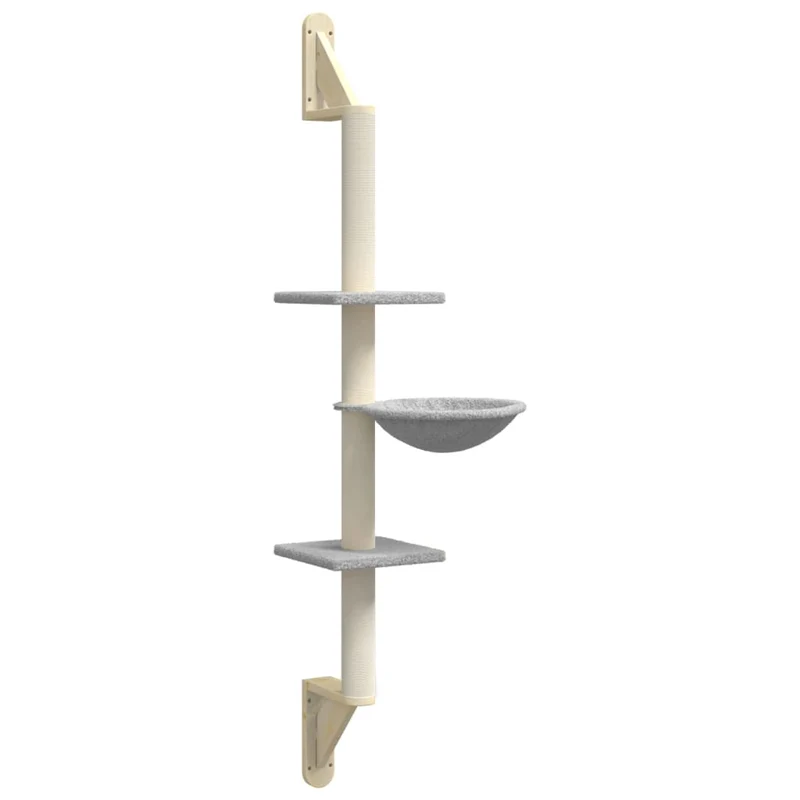 Arbre à chat meuble tour grimper jouet grattage grattoir escalade plateforme mural avec griffoir clair 142,5 cm gris 02_0022774