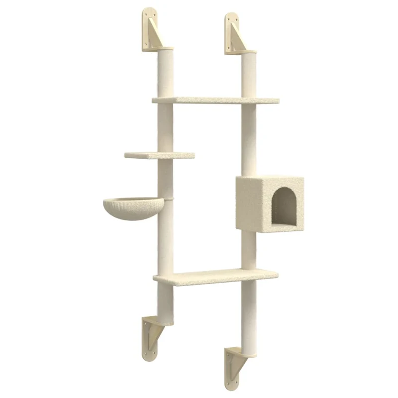 Arbre à chat meuble tour grimper jouet grattage grattoir escalade plateforme mural avec griffoir 180 cm crème 02_0022771