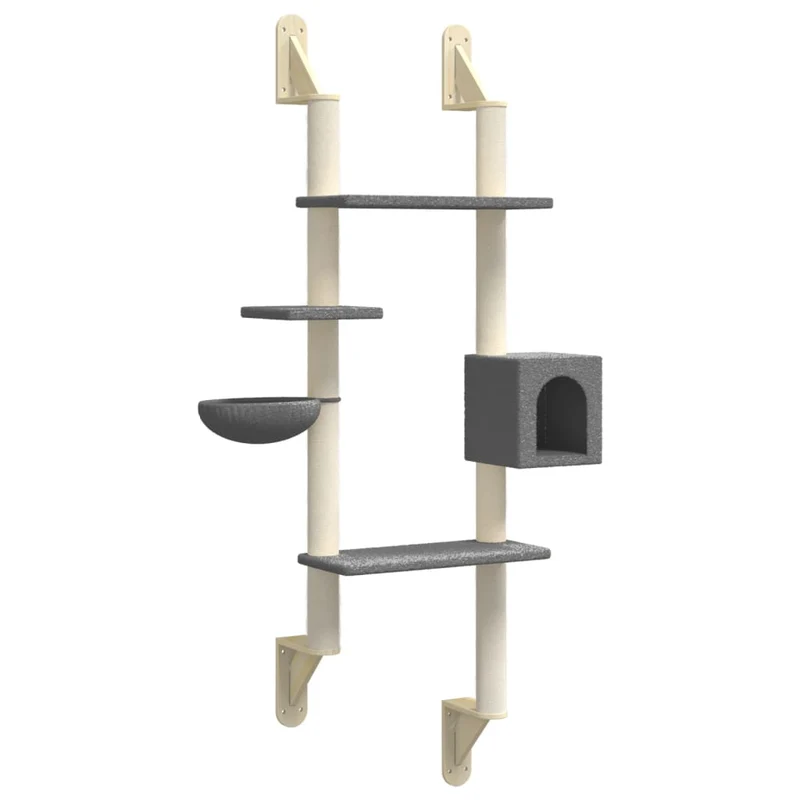 Arbre à chat meuble tour grimper jouet grattage grattoir escalade plateforme mural avec griffoir foncé 180 cm gris 02_0022782