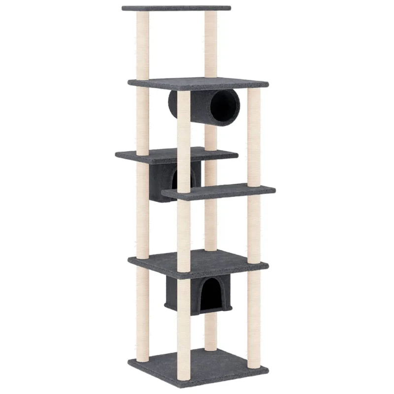 Arbre à chat meuble tour grimper jouet grattage grattoir escalade plateforme avec griffoirs en sisal foncé 169 cm gris 02_0022682