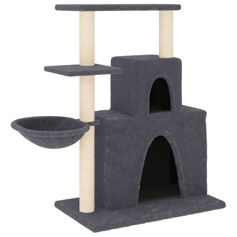 Arbre à chat meuble tour grimper jouet grattage grattoir escalade plateforme avec griffoirs en sisal foncé 83 cm gris 02_0022711