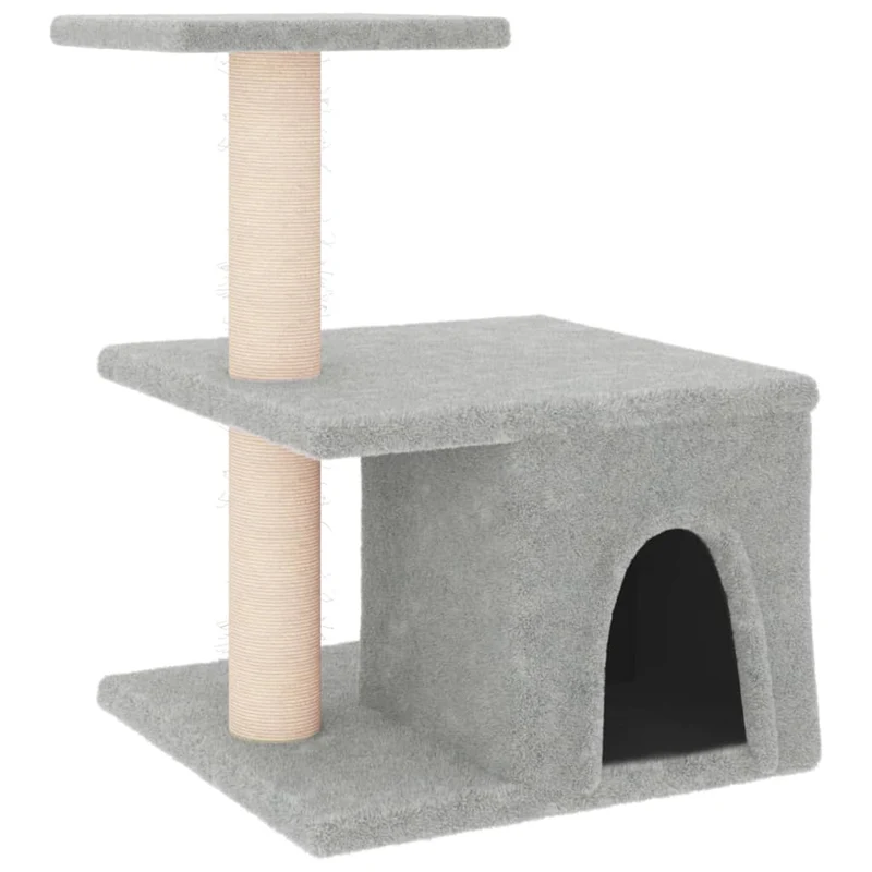 Arbre à chat meuble tour grimper jouet grattage grattoir escalade plateforme avec griffoirs en sisal clair 48 cm gris 02_0022606
