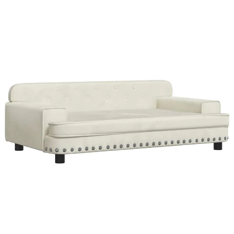 Lit pour chien panier canapé confortable 90 x 53 x 30 cm velours crème 02_0042996