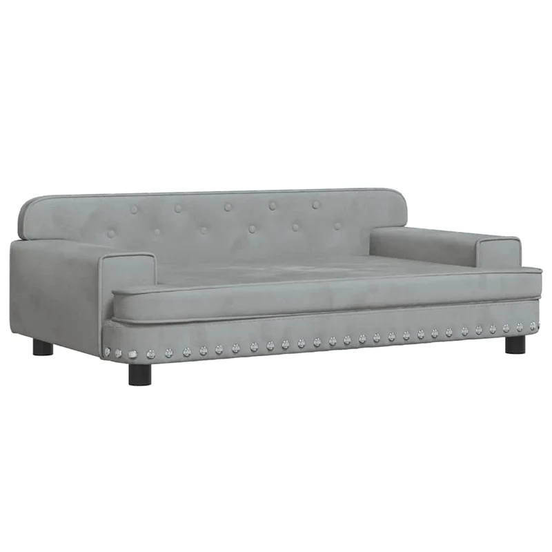 Lit pour chien panier canapé confortable clair 90 x 53 x 30 cm velours gris 02_0043126