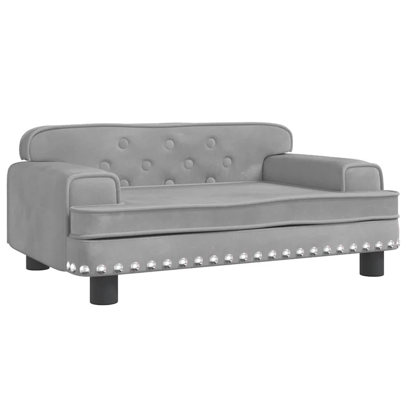 Lit pour chien panier canapé confortable clair 70 x 45 x 30 cm velours gris 02_0043111