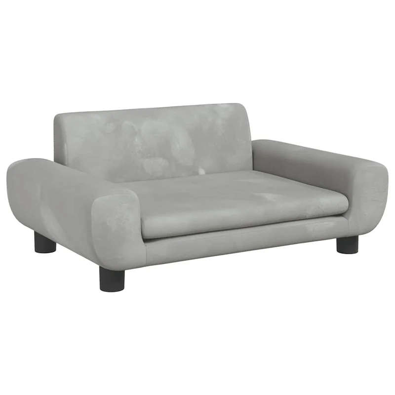 Lit pour chien panier canapé confortable clair 70 x 45 x 33 cm velours gris 02_0043114