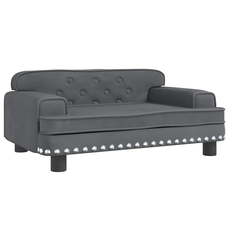 Lit pour chien panier canapé confortable foncé 70 x 45 x 30 cm velours gris 02_0043173