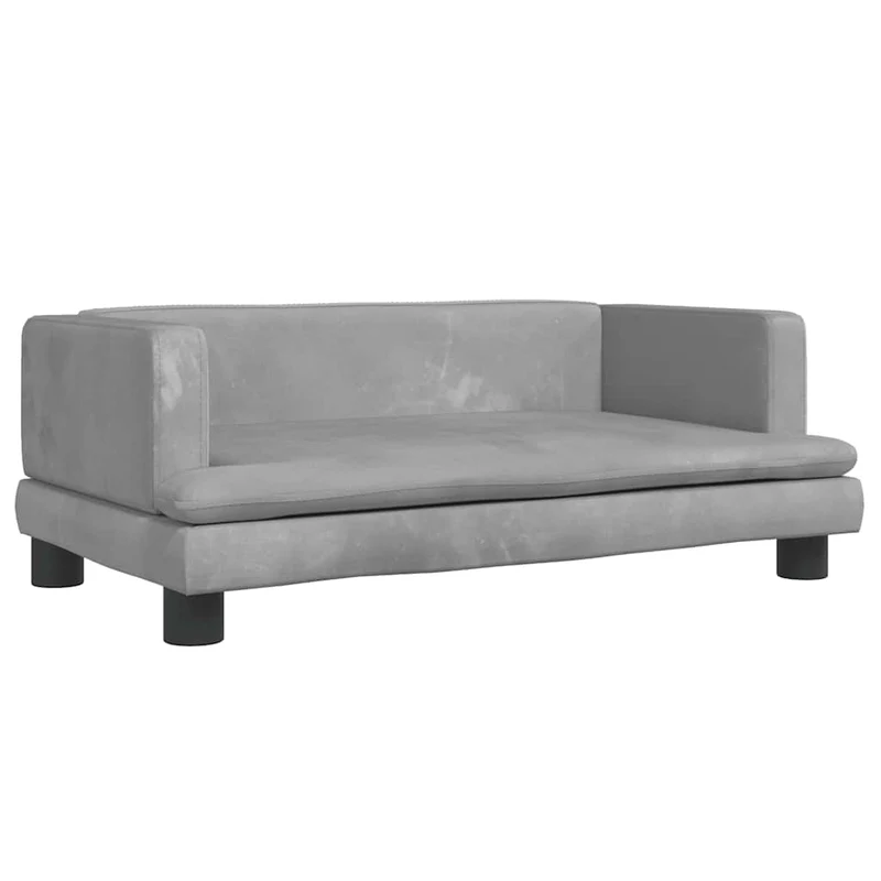 Lit pour chien panier canapé confortable clair 80 x 45 x 30 cm velours gris 02_0043122