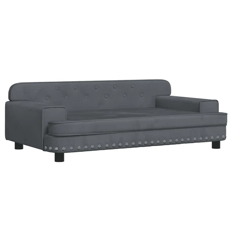 Lit pour chien panier canapé confortable foncé 90 x 53 x 30 cm velours gris 02_0043189