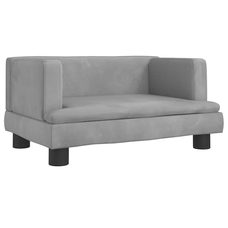 Lit pour chien panier canapé confortable clair 60 x 40 x 30 cm velours gris 02_0043096