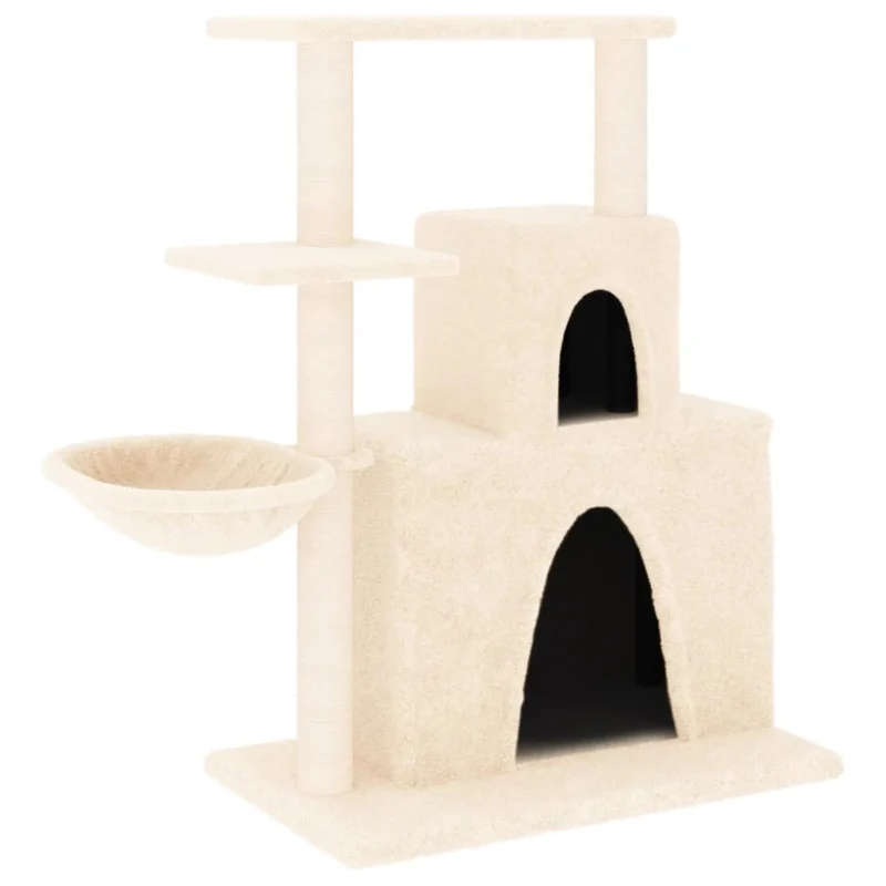 Arbre à chat meuble tour grimper jouet grattage grattoir escalade plateforme avec griffoirs en sisal 83 cm crème 02_0022528