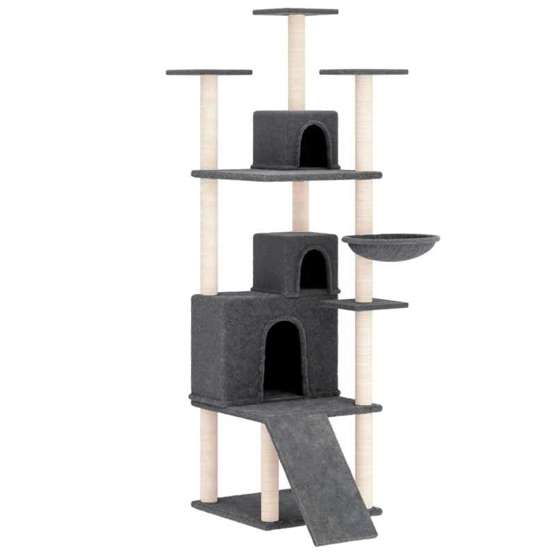 Arbre à chat meuble tour grimper jouet grattage grattoir escalade plateforme avec griffoirs en sisal foncé 175 cm gris 02_0022685