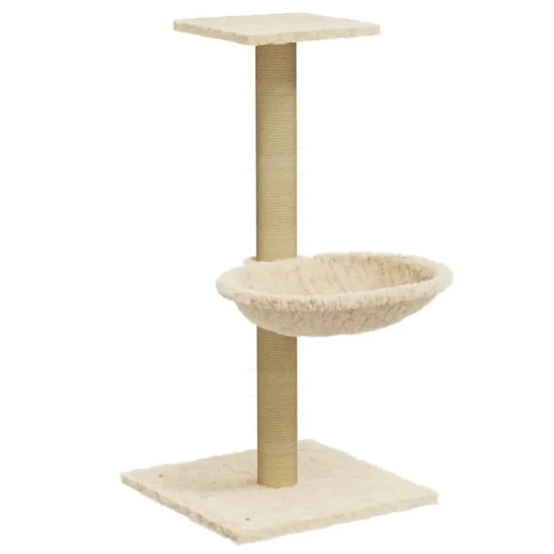 Arbre à chat meuble tour grimper jouet grattage grattoir escalade plateforme avec griffoir en sisal 74 cm crème 02_0022438