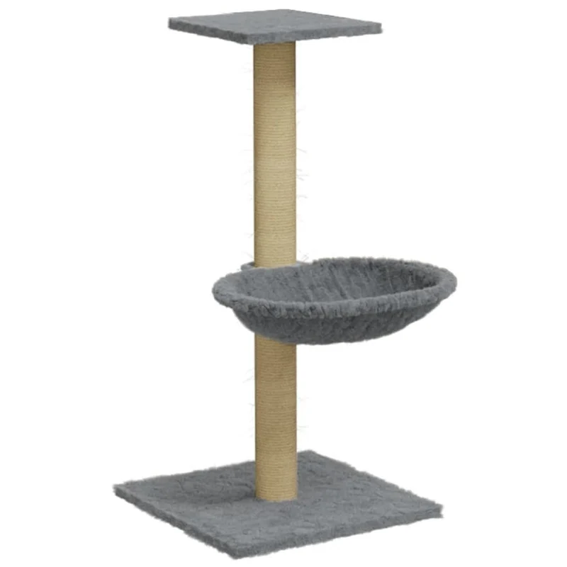 Arbre à chat meuble tour grimper jouet grattage grattoir escalade plateforme avec griffoir en sisal clair 74 cm gris 02_0022441
