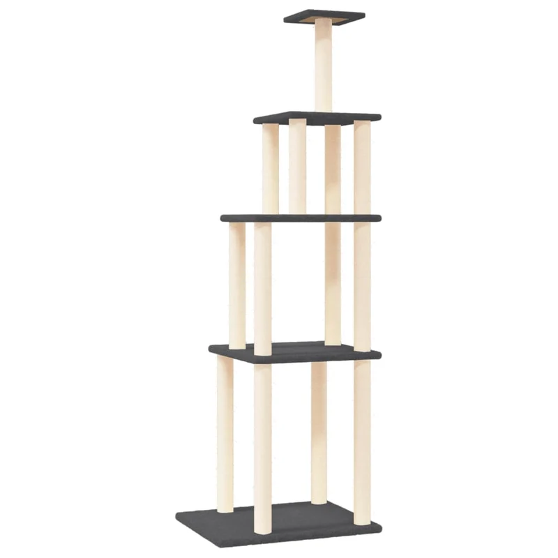 Arbre à chat meuble tour grimper jouet grattage grattoir escalade plateforme avec griffoirs en sisal foncé 183 cm gris 02_0022691