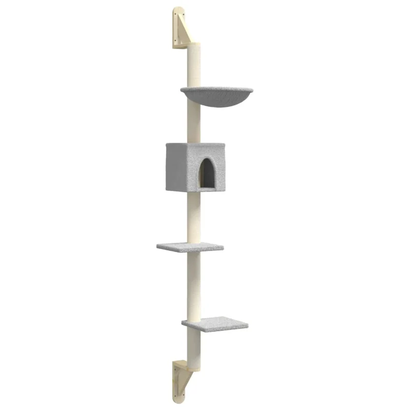 Arbre à chat meuble tour grimper jouet grattage grattoir escalade plateforme mural avec griffoir clair 187 cm gris 02_0022777