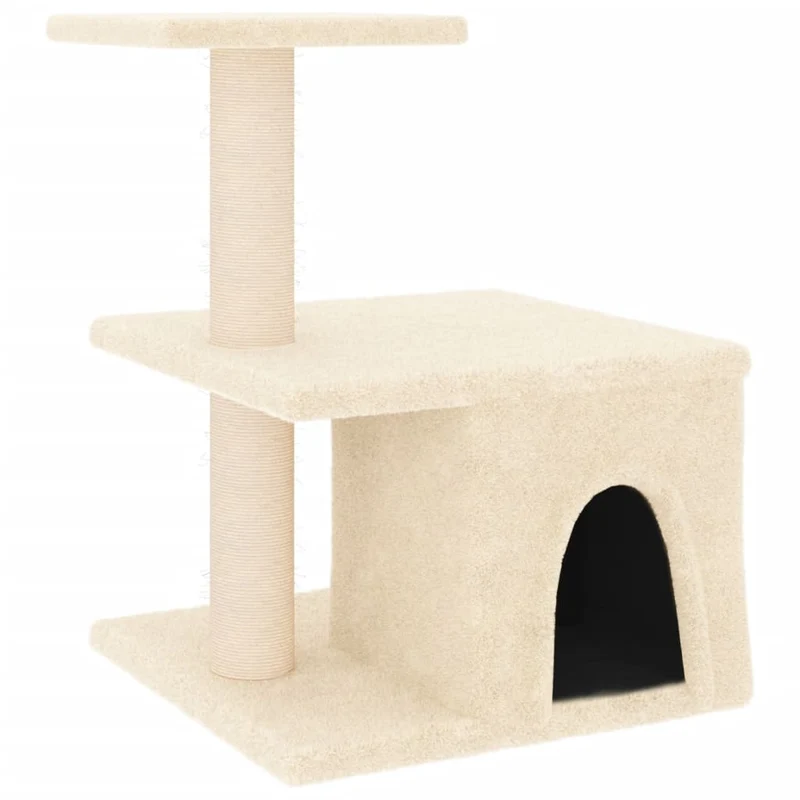Arbre à chat meuble tour grimper jouet grattage grattoir escalade plateforme avec griffoirs en sisal 48 cm crème 02_0022514