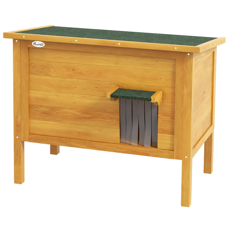 Maison pour chats d'extérieur surélevée isolation thermique toit ouvrable 85 x 50 x 68,5 cm rustique en bois naturel 21_0007711