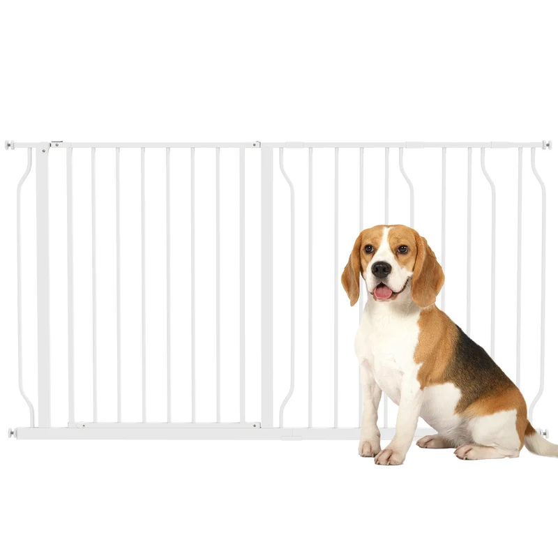 Barrière de sécurité extensible pour portes couloirs 75-145 x 76 cm double verrou fixation pression épuré en acier blanc 21_0007424