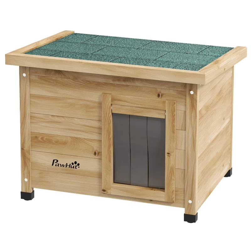 Maison pour chats niche extérieure surélevée 57 x 45 x 43 cm abri isolé toit asphalte rustique jardin en bois jaune 21_0007709