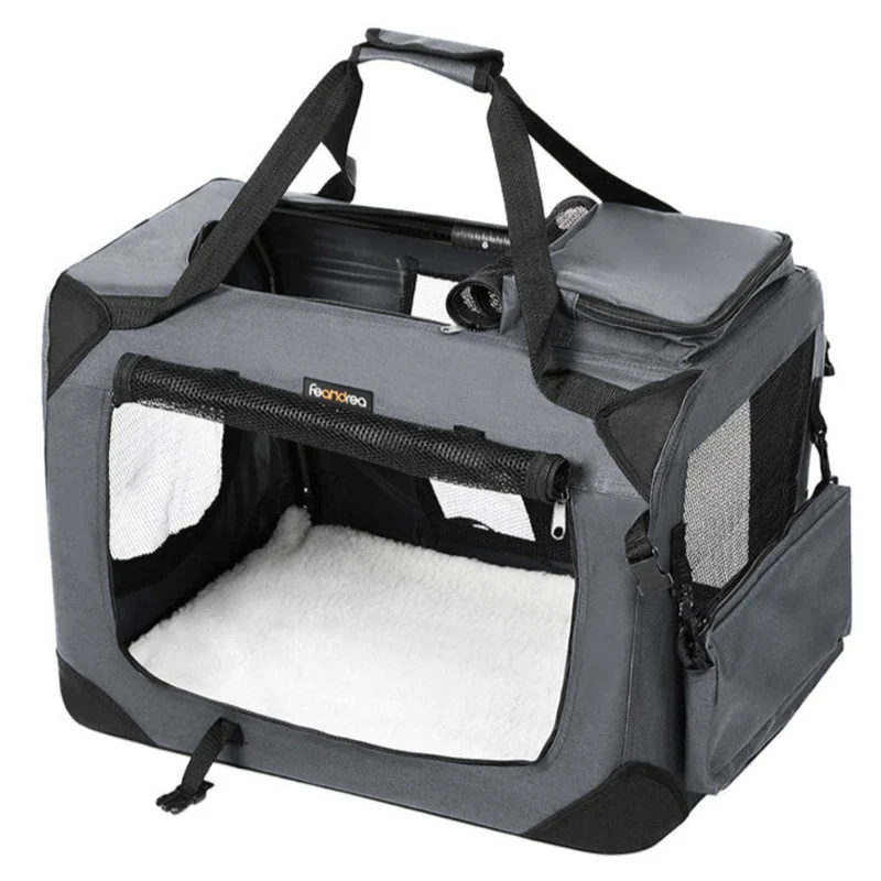 Sac de transport pour chien caisse pliable 60 x 40 x 40 cm chat gris 12_0001242
