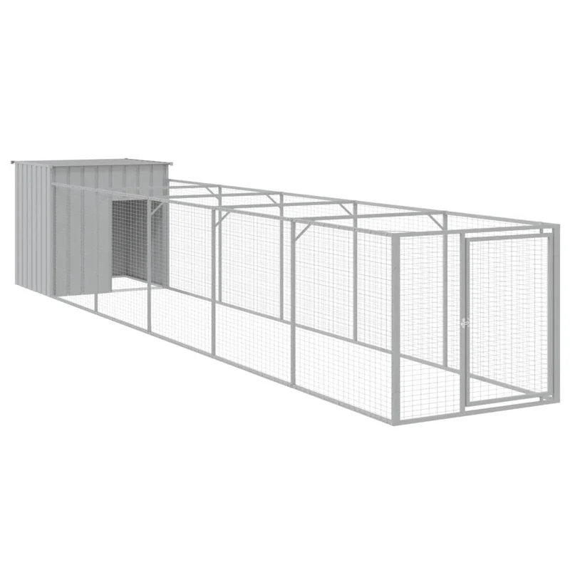 Niche pour chien avec cour clair 110 x 609 x 110 cm gris 02_0043492