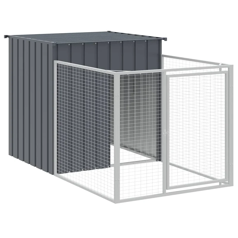 Niche pour chien avec cour 110 x 201 x 110 cm anthracite 02_0043464