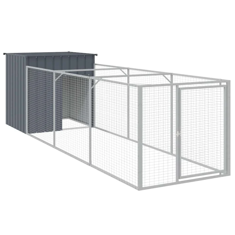 Niche pour chien avec cour 110 x 405 x 110 cm anthracite 02_0043465
