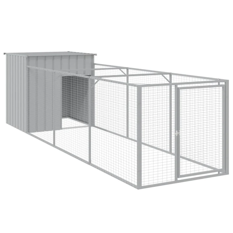 Niche pour chien avec cour clair 110 x 405 x 110 cm gris 02_0043491