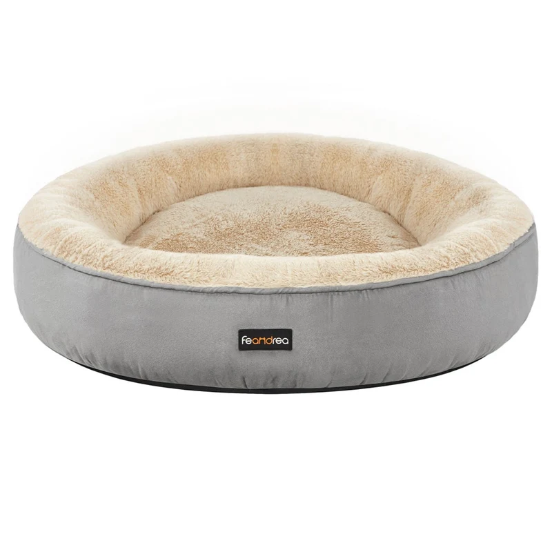 Panier pour chien rond lit chat donuts diamètre 70 cm gris clair 12_0001213