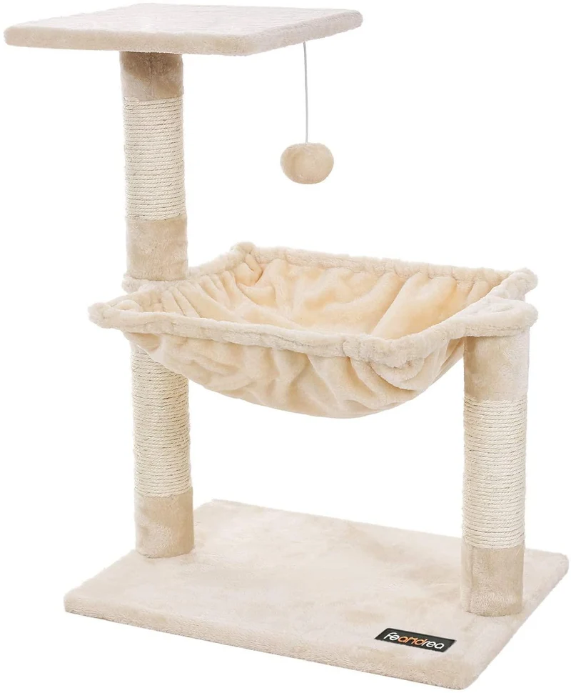 Arbre à chat griffoir niches colonnes renforcées 70 cm beige 12_0000155