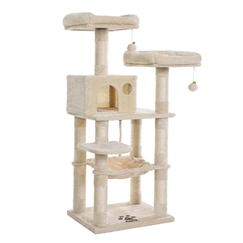 Arbre à chat tour avec 2 perches hauteur 143 cm beige 12_0001161