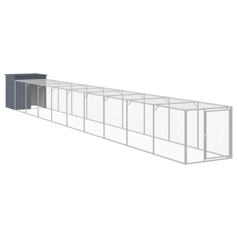 Poulailler enclos cage poules avec cour 110 x 1017 x 110 cm acier galvanisé anthracite 02_0043938