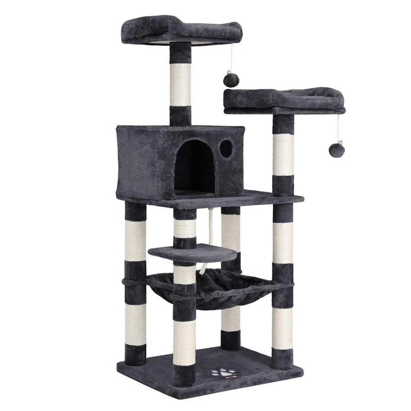 Arbre à chat tour avec 2 perches hauteur 143 cm gris foncé 12_0003683