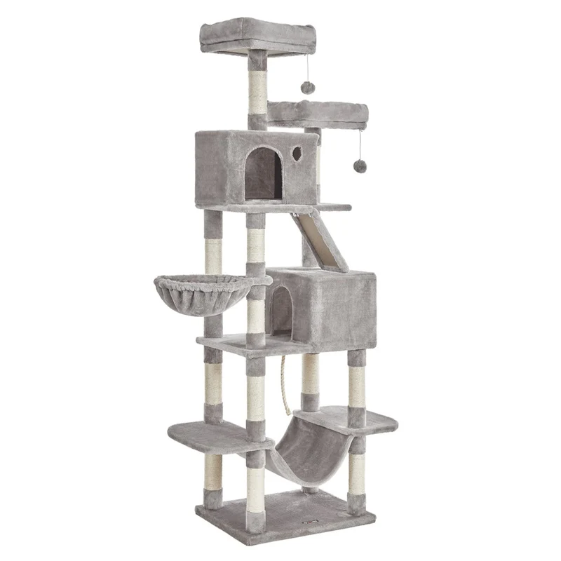 Grand arbre à chat tour de jeu 206 cm gris clair 12_0001141