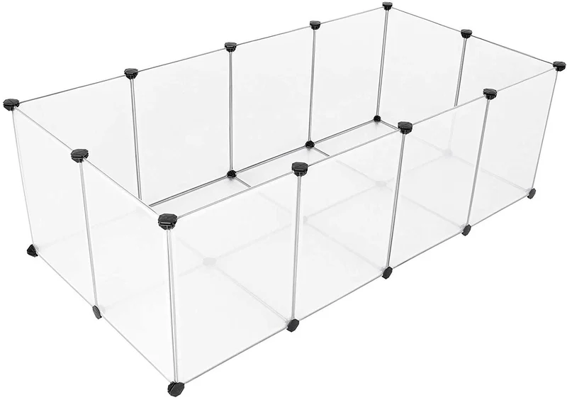 Enclos petits animaux fond cage modulable 143 x 73 x 46 cm cochon d'inde hamster lapin rongeur petits animaux domestiques panneaux transparents 12_0000479