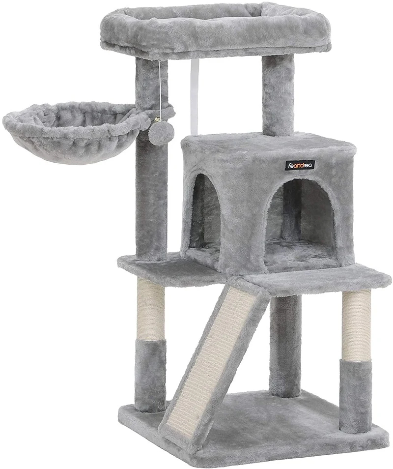 Arbre à chat niche colonne 96 cm gris clair 12_0000163