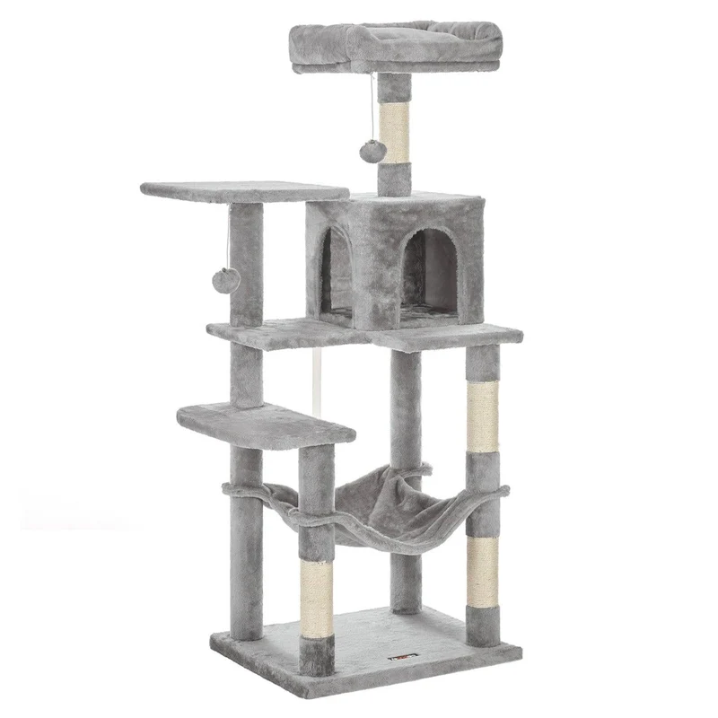 Arbre à chat hamac tour de jeux 143 cm gris clair 12_0001143