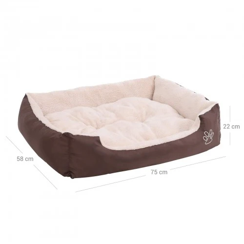 Lit panier canapé pour chien avec coussin réversible confortable et respirant bords rehaussés 75 x 58 x 21 cm pour chiens jusqu à 15 kg marron 12_0000792