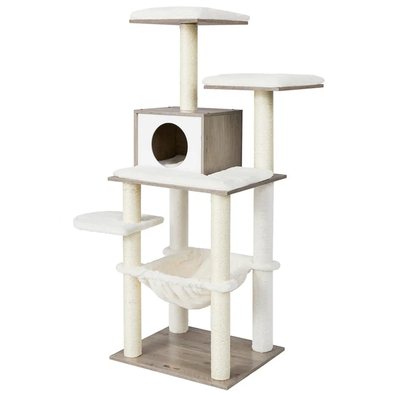Arbre à chat tour de jeux 138 cm niche gris 12_0003890