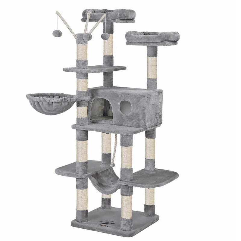 Arbre à chat XXL tour de jeux 164 cm gris clair 12_0001151