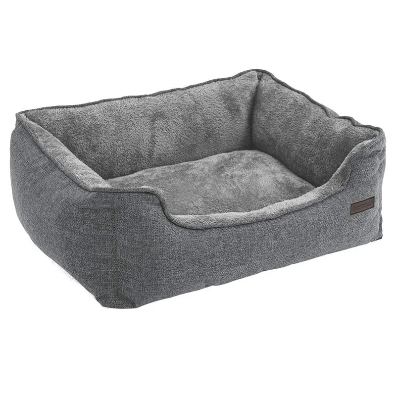Lit pour chien housse lavable en machine en peluche 70 cm gris 12_0001230