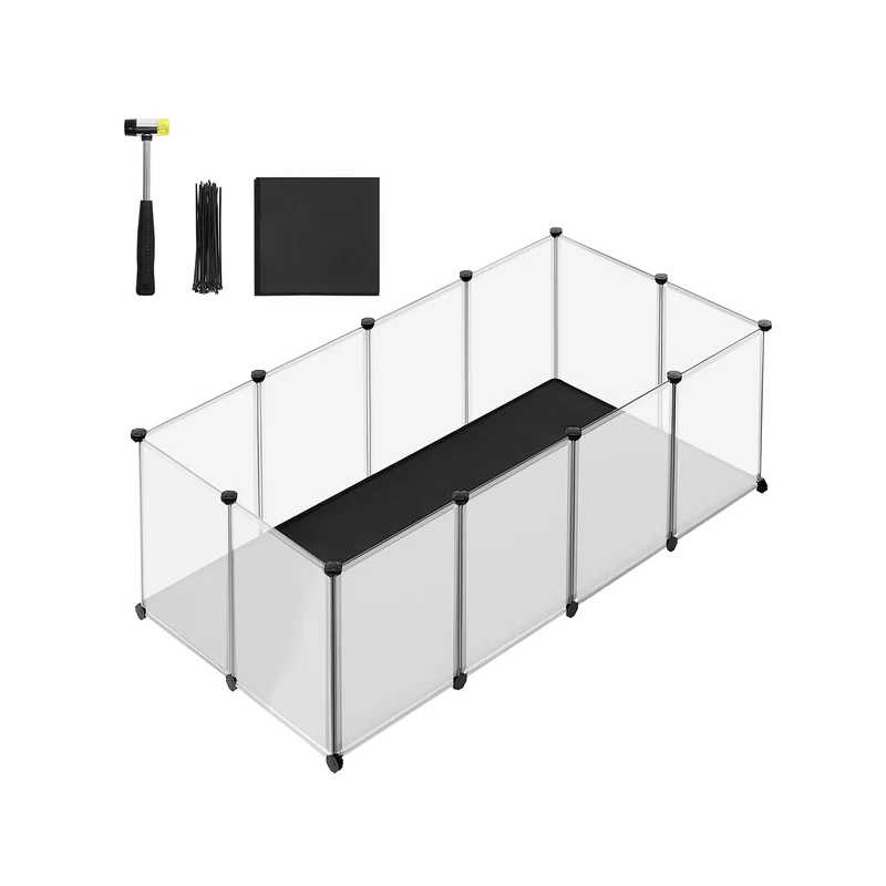 Enclos pour animaux avec plancher et tapis imperméable et amovible parc pour petits animaux pour hamsters lapin hérisson cochon d’inde 125 x 63 x 42 cm blanc 12_0005401